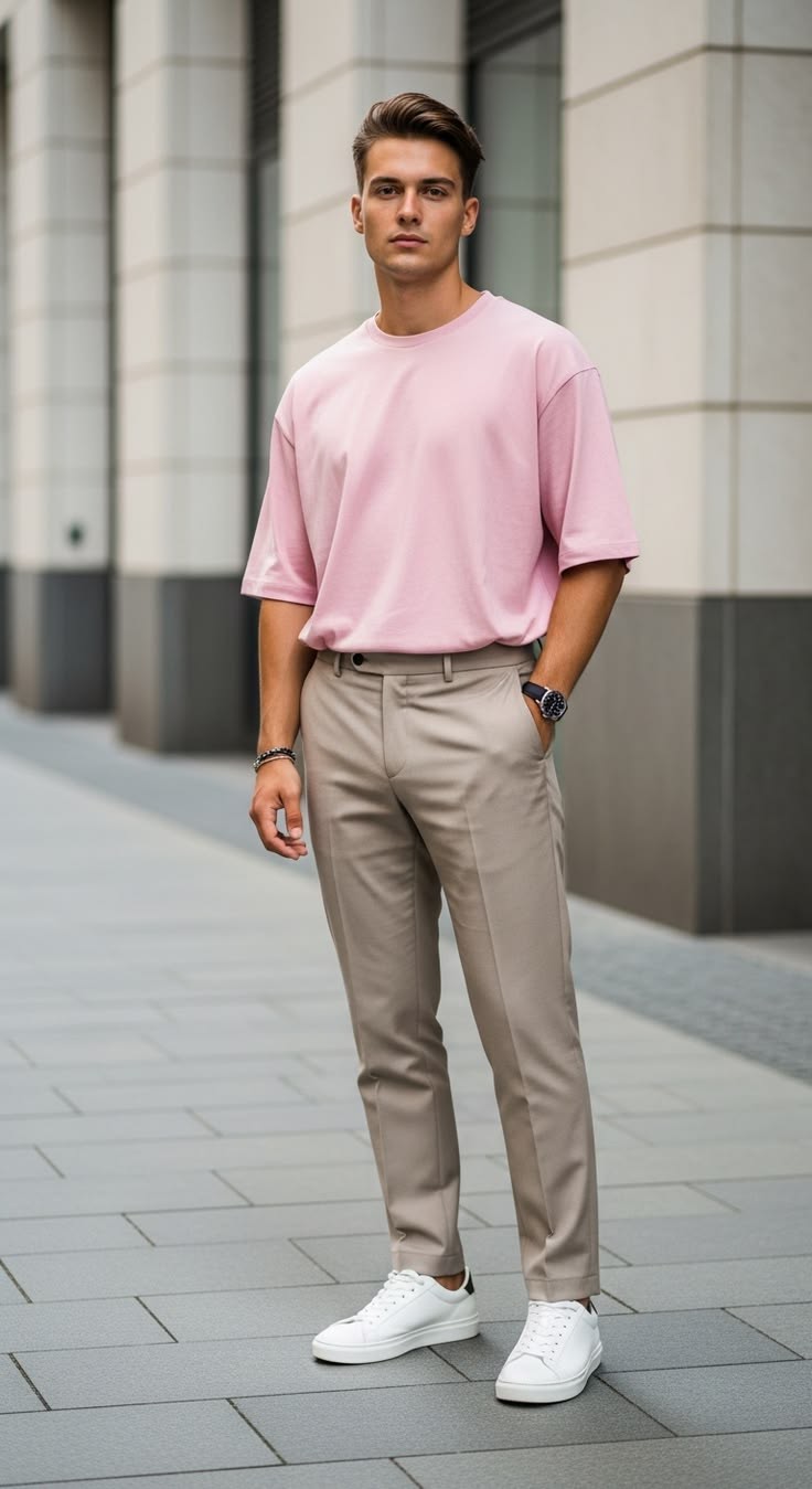 EleMen’s Premium Slim Fit White Shirt & Casual Trouser Set