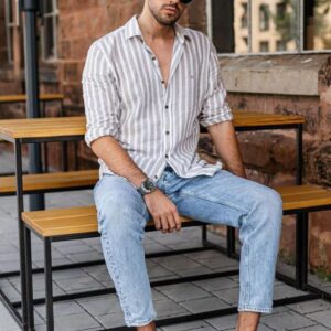 EleMen’s Premium Slim Fit White Shirt & Casual Trouser Set